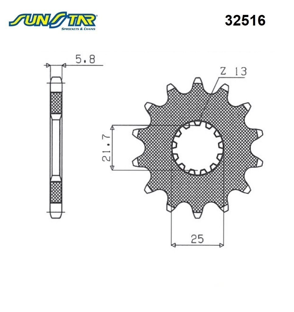 ER-6F/ER-6N/ABS  SV 650   GLADIUS 650   Z 650 RS   VULCAN S    VERSYS 650/ABS    NINJA EX 650 KRT   SUNSTAR 32516 ÖN DİŞLİ (ÇELİK)