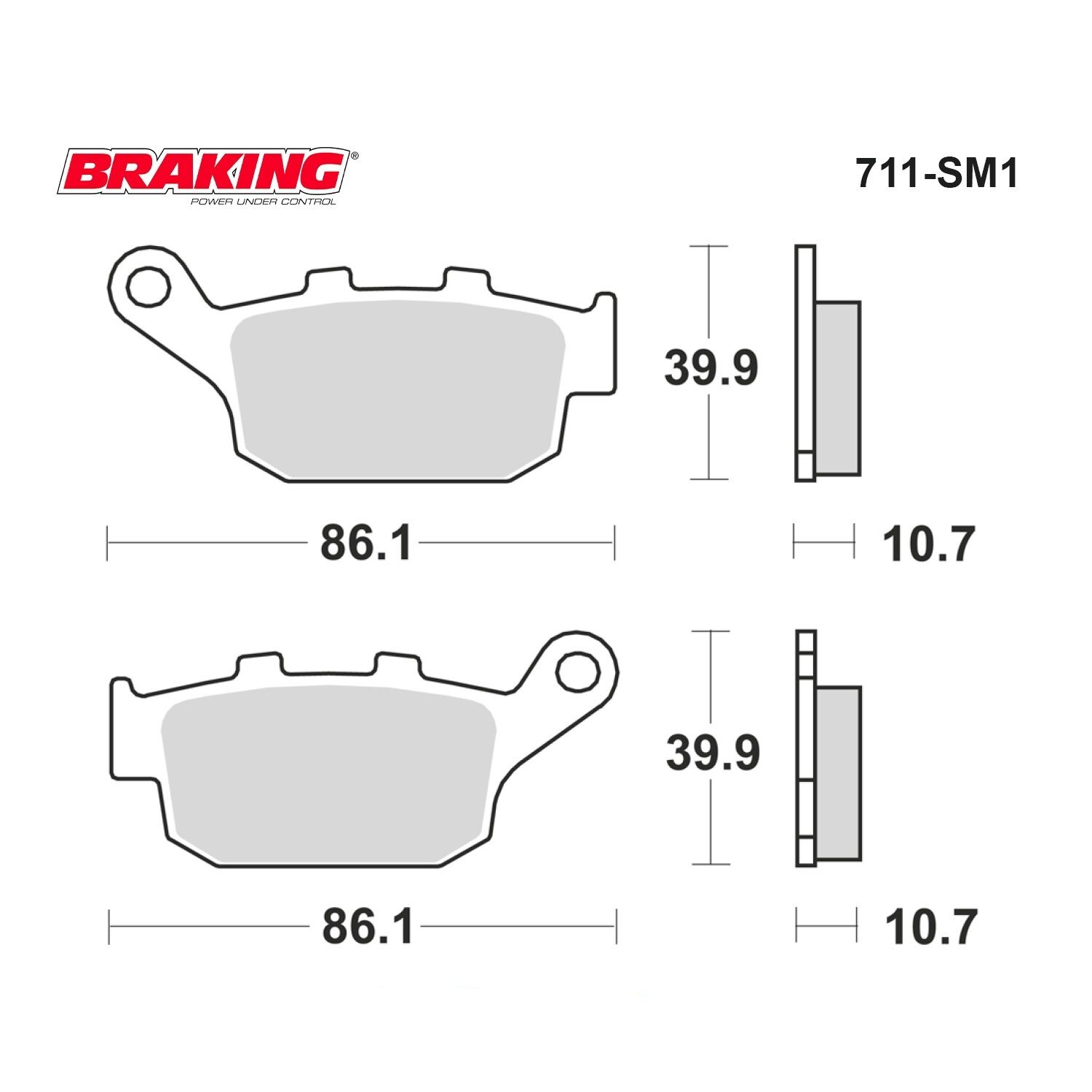 HORNET 750 CBR 650F   CB 650R   CB 650F   CB 500F   CBR 500R   CBR 250R   X-ADV 750    NC X 750  NC S 750   INTEGRA 750    XL V TRANSALP 700 ABS    XL V TRANSALP 650       BRAKING 711SM1 YARI METALİK (ARKA) FREN BALATASI