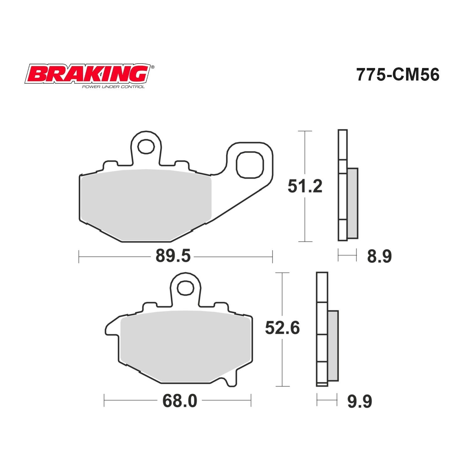 VERSYS 650/ABS   ZX-9R  KAWASAKI Z 1000/SX     ZX-10R     ZX-6R    ER-6F/ER-6N/ABS   BRAKING 775CM56 SİNTERLİ (ARKA) FREN BALATASI