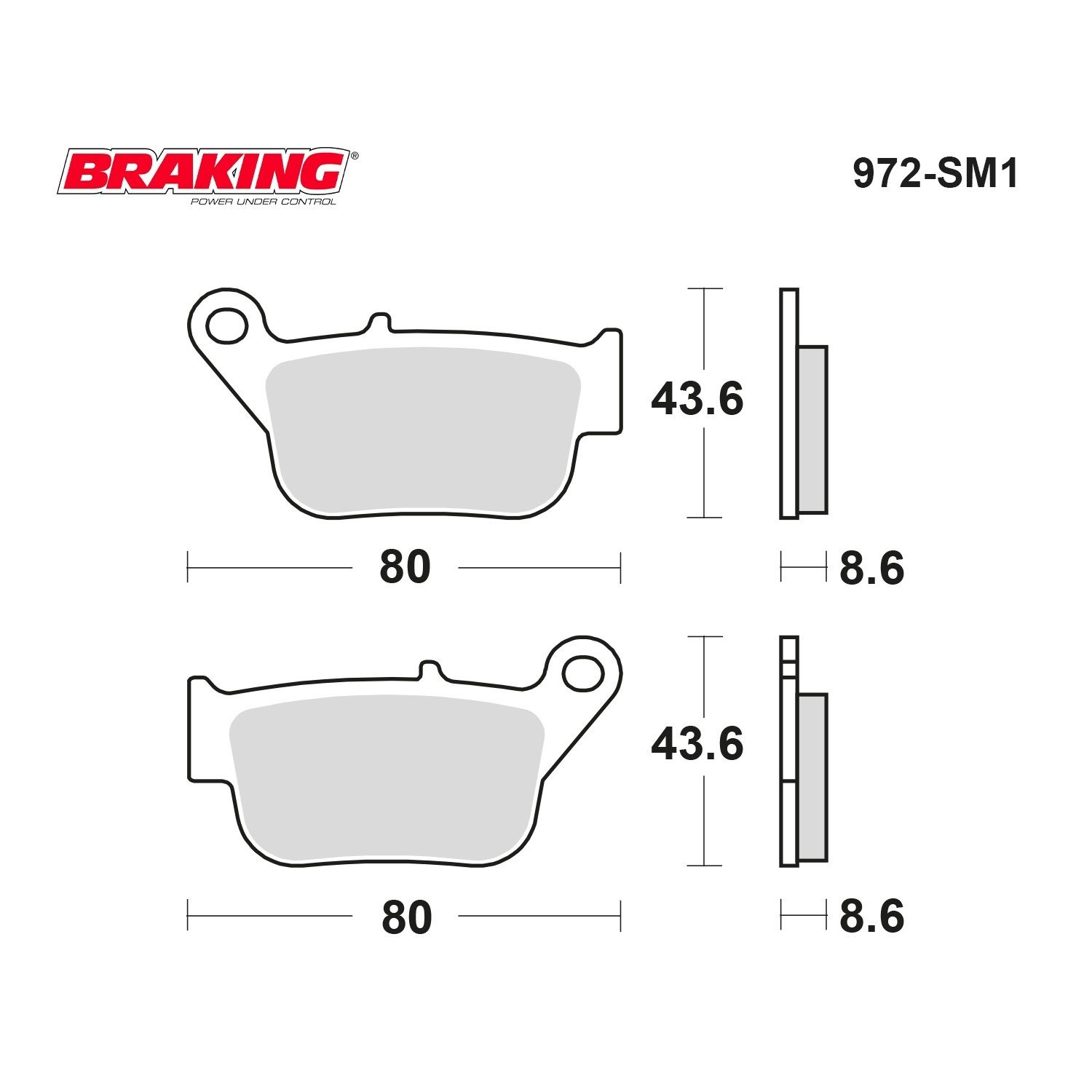 XMAX 250 (ABS YOK)  BRAKING 972SM1 YARI METALİK (ARKA) FREN BALATASI