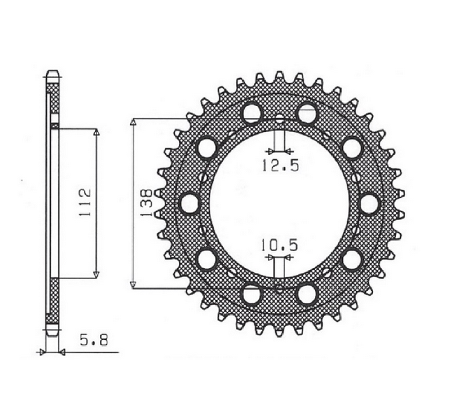INTEGRA  700/750  NC S 700 NC X 700 NC S 750 NC X 750  CBR 500R  CB 500F   SUNSTAR 1-3485-41 ARKA DİŞLİ (ÇELİK)