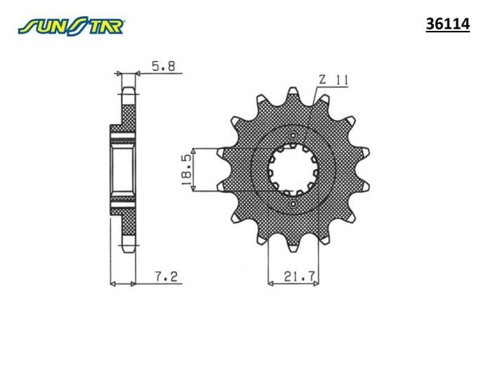 CRF 250L   CRF 250 RALLY  CB 250 R   CBF 250   CBR 250 R  CL 250  SUNSTAR 36114 ÖN DİŞLİ (ÇELİK)