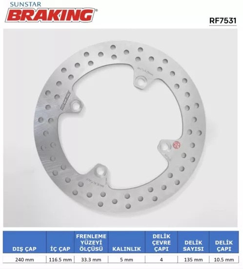 XADV 750 (2017-2025) (BRAKING RF7531) YUVARLAK (ARKA) FREN DİSKİ