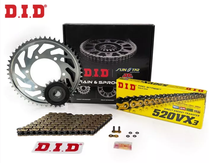 NIID　FinoⅤ D.I.D MOTOSİKLET ZİNCİR ÇEŞİTLERİ (GOLD-ÇELİK) - unionmoto
